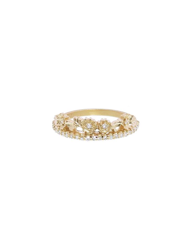 Megan Thorne Pave Slender Band With Floral Tiara