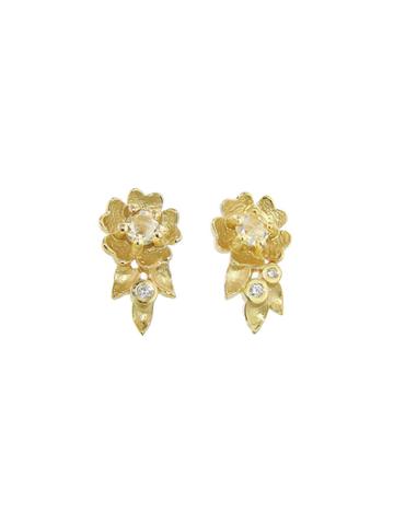 Megan Thorne Buttercup Petal Earrings With Diamonds