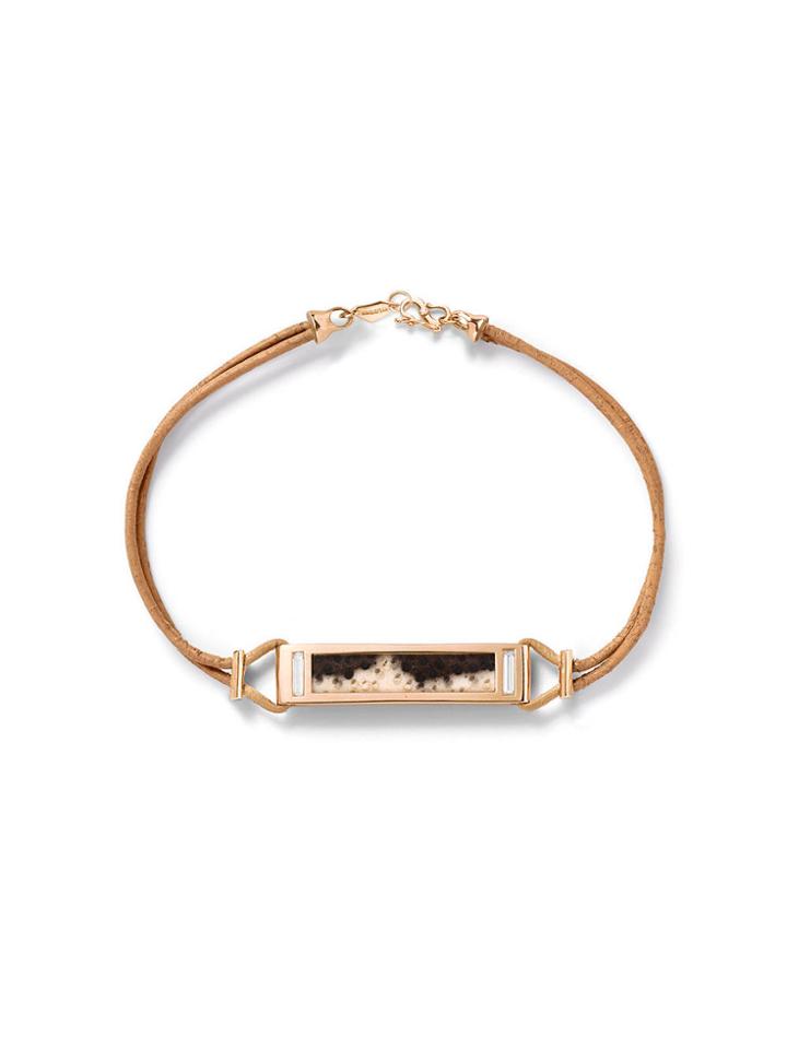 Monique Péan Petrified Palm Wood And Diamond Baguette Bracelet