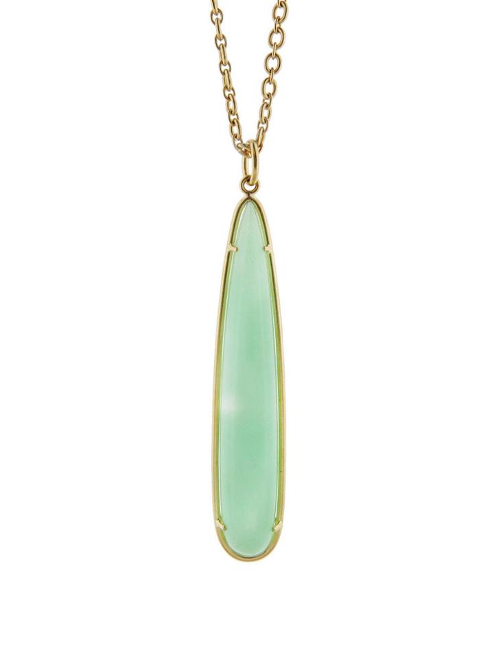 Irene Neuwirth Long Mint Chrysoprase Teardrop Charm - Yellow Gold