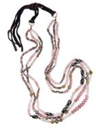 Royal Nomad Multi-strand Pink Opal And Rose Quartz Necklace