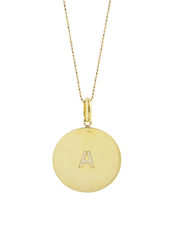 Jennifer Meyer Large Circle Pendant With Diamond Initial