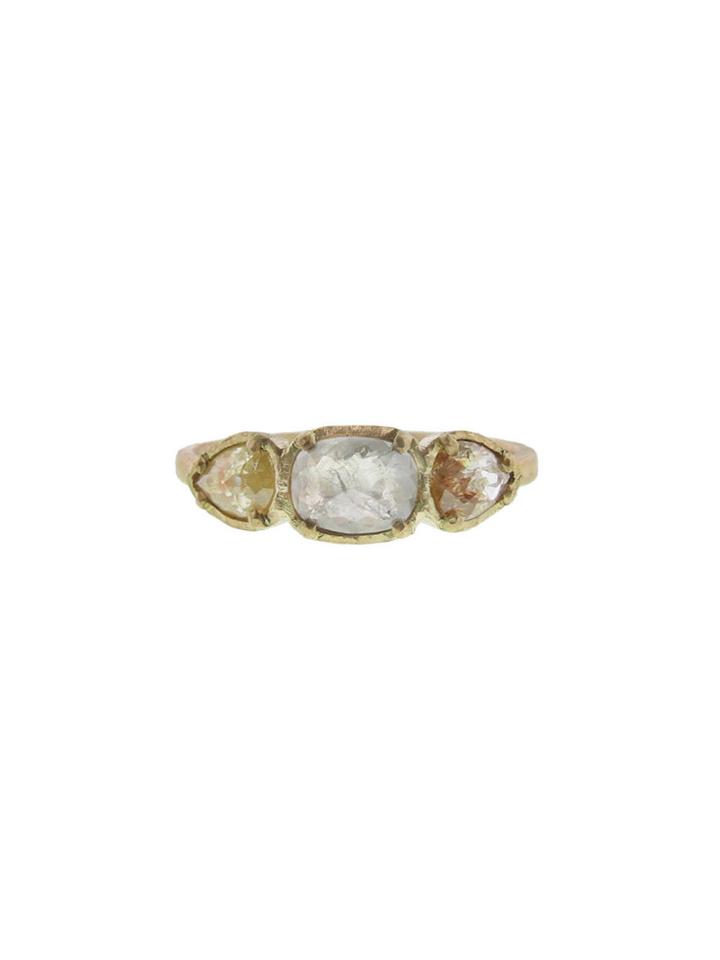Yasuko Azuma Rustic Diamond Trio Ring - Yellow Gold