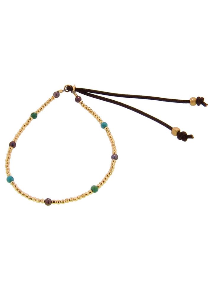 Catherine Michiels Sweetwater Pearls And Turquoise On Faceted Gold Stardust Bracelet