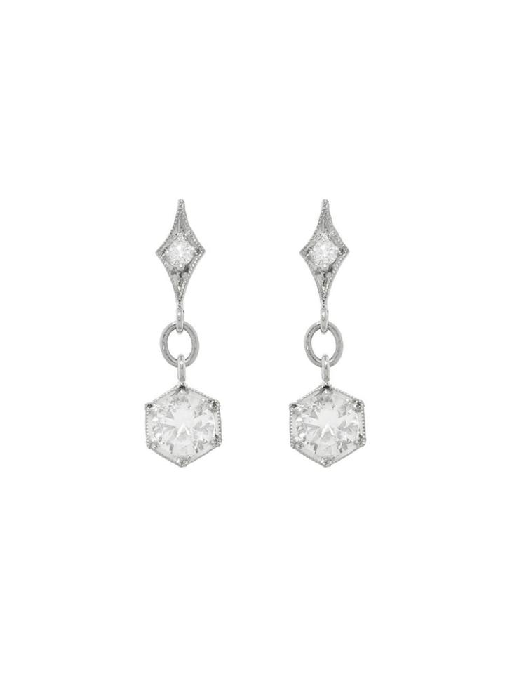 Cathy Waterman White Sapphire Drop Earrings