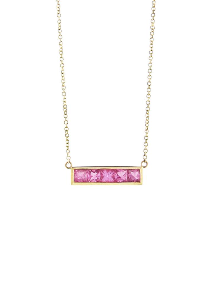 Jennifer Meyer Pink Sapphire Bar Necklace