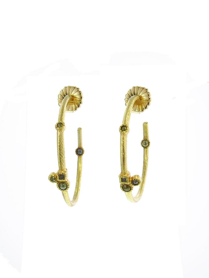 Todd Reed Gold Hoops With Rose Cut Diamond Clusters