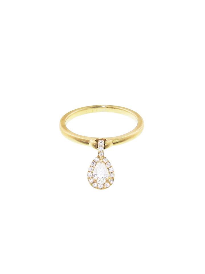 Jade Trau Pear Charm Ring Yellow Gold