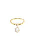 Jade Trau Pear Charm Ring Yellow Gold