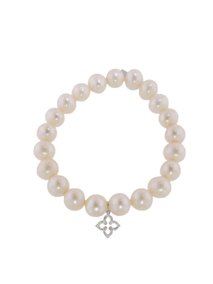 Sydney Evan White Potato Pearl Bracelet - Moroccan Charm