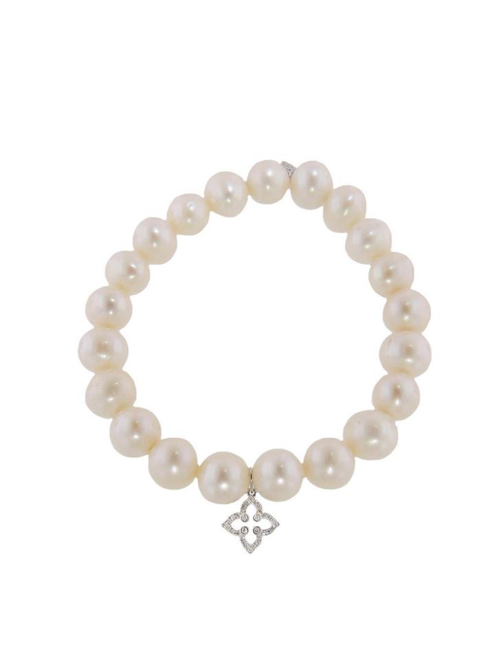 Sydney Evan White Potato Pearl Bracelet - Moroccan Charm