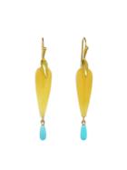 Annette Ferdinandsen Yellow Opal And Turquoise Bird Earrings