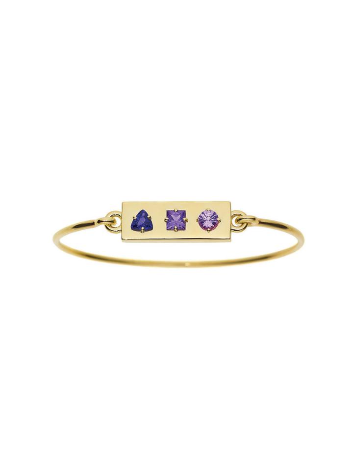 Jemma Wynne Closed Bangle With Geometric Purple Sapphires