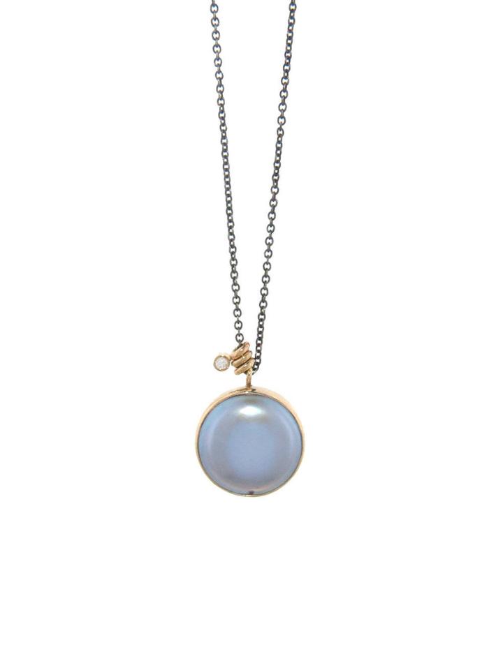 Jamie Joseph Cultured Grey Pearl Pendant Necklace