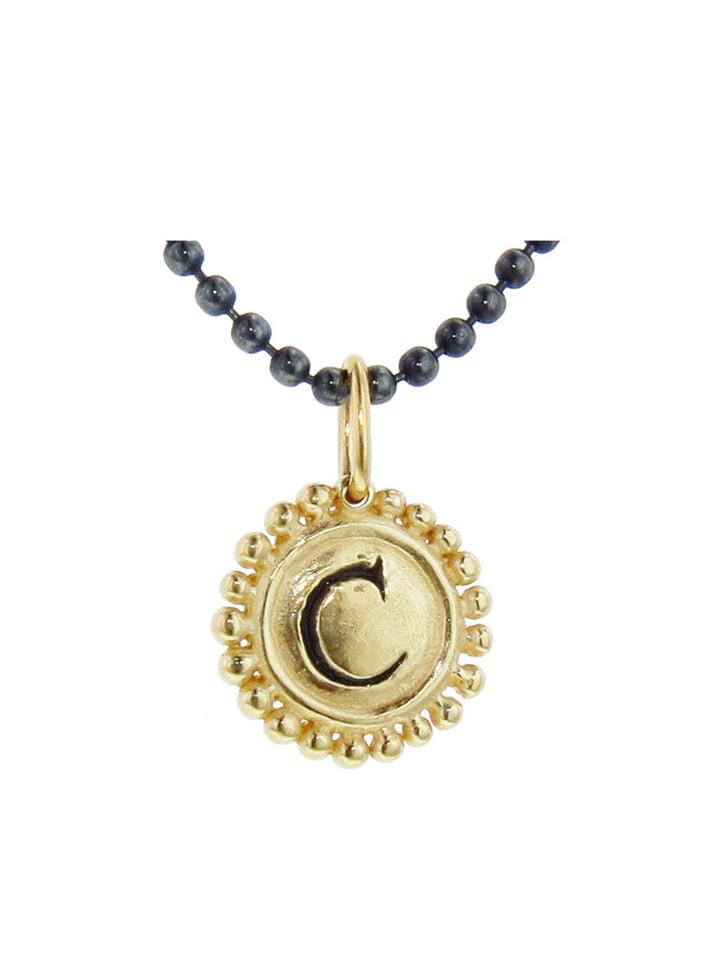 Erica Molinari Fleur De Lis Initial Charm - C - 14 Karat Gold