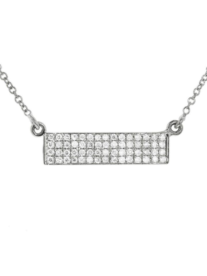 Jennifer Meyer Diamond Rectangle Necklace - White Gold