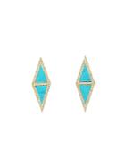 Jennifer Meyer Mini Double Turquoise Triangle Studs With Diamonds
