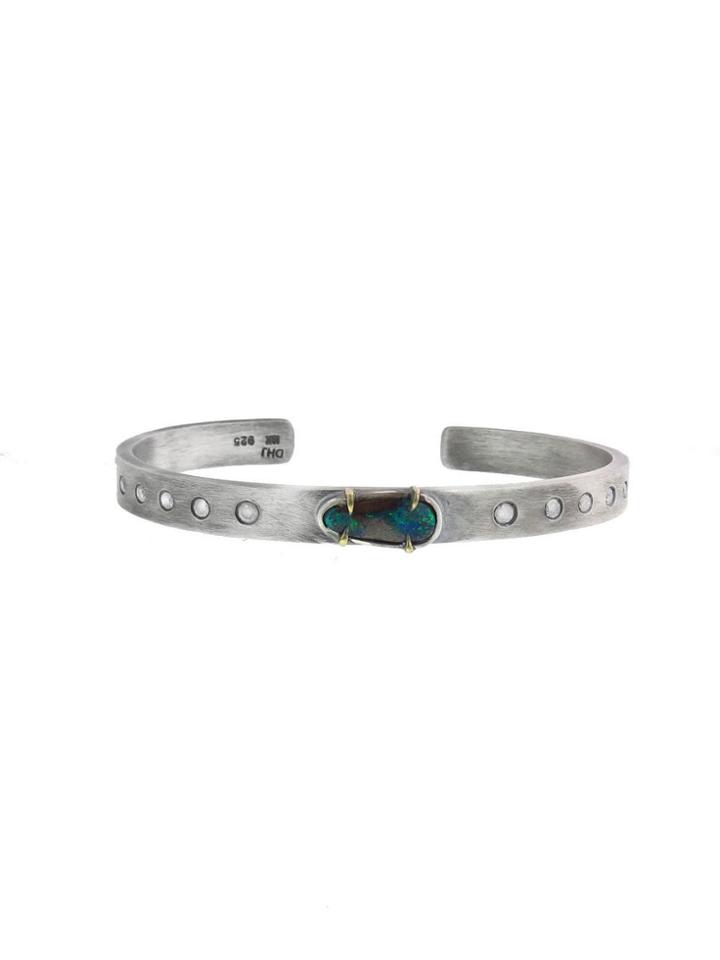Deanna Hamro Boulder Opal And Milky White Diamond Stack Cuff