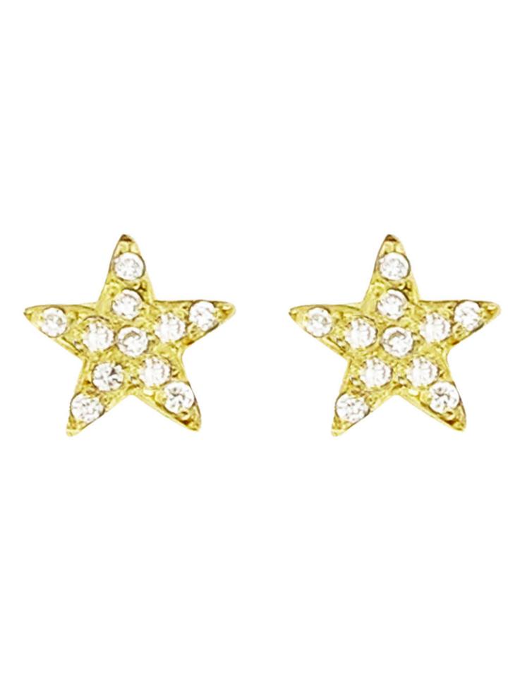 Jennifer Meyer Diamond Mini Star Studs - Yellow Gold