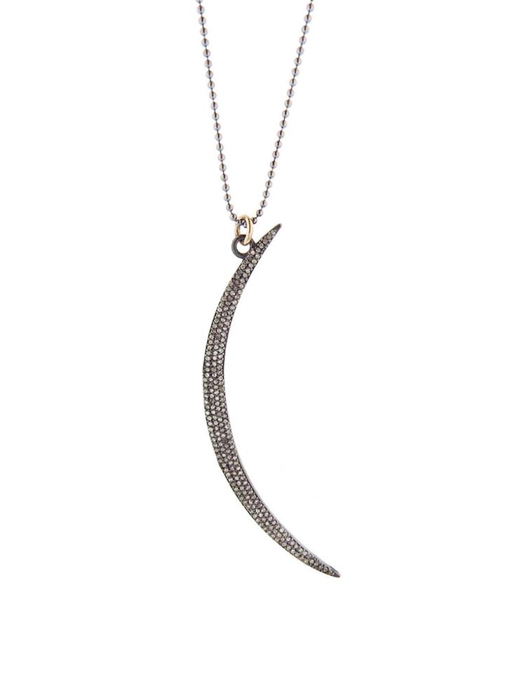 Catherine Michiels Diamond Crescent Moon Pendant - Oxidized Sterling