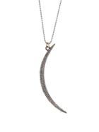 Catherine Michiels Diamond Crescent Moon Pendant - Oxidized Sterling