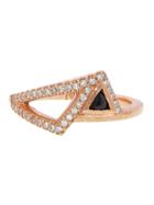 Nak Armstrong Black Diamond Asymmetric Ring - Rose Gold