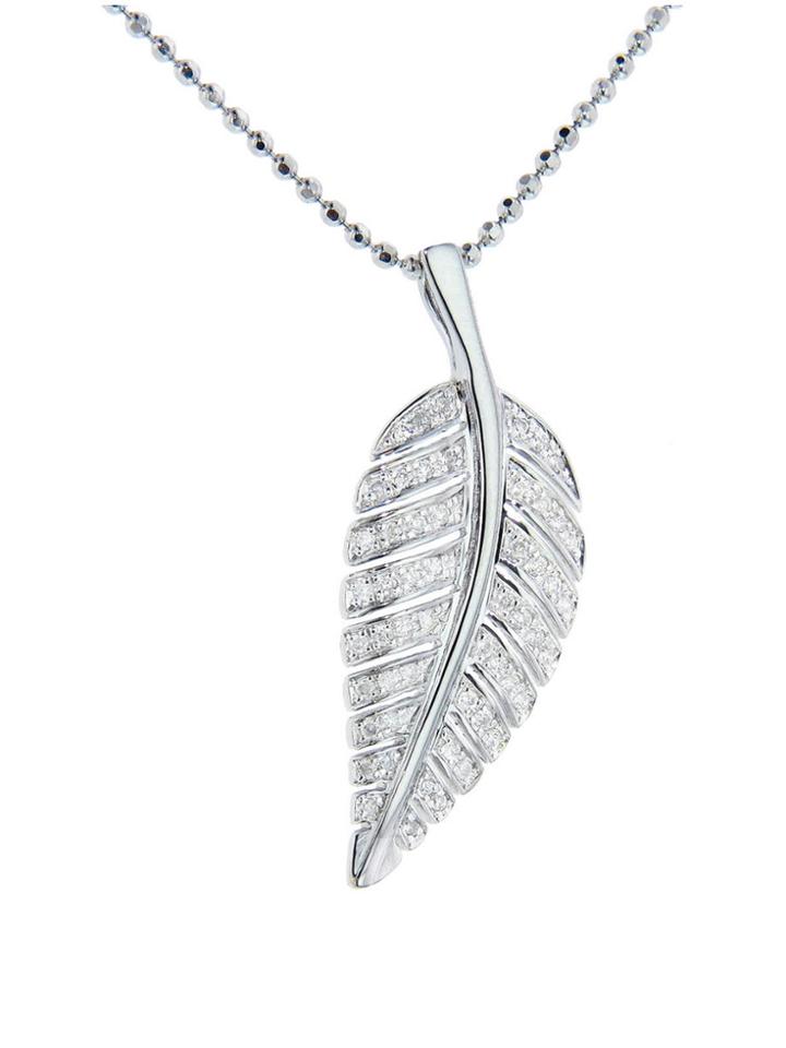 Jennifer Meyer Diamond Leaf Necklace - White Gold