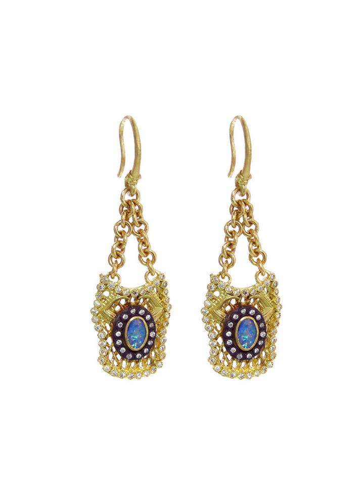 Armenta Petite Chain And Net Crest Earrings