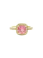 Jude Frances Small Princess Ring With Baby Pink Topaz - Yellow Gold
