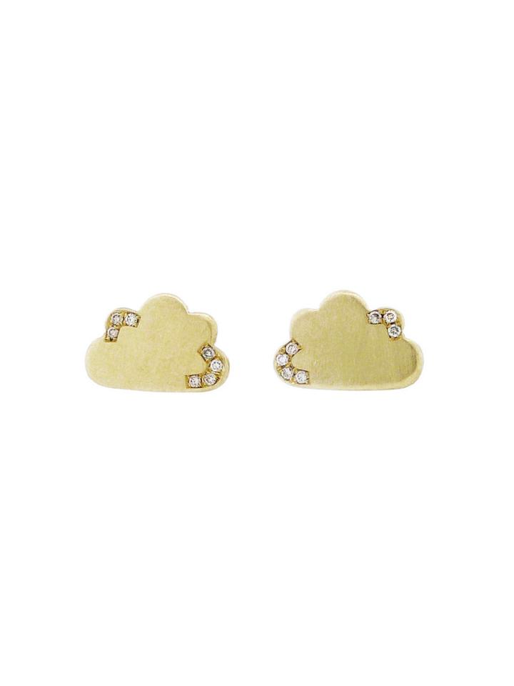 Andrea Fohrman Cloud Studs With Diamonds - Yellow Gold