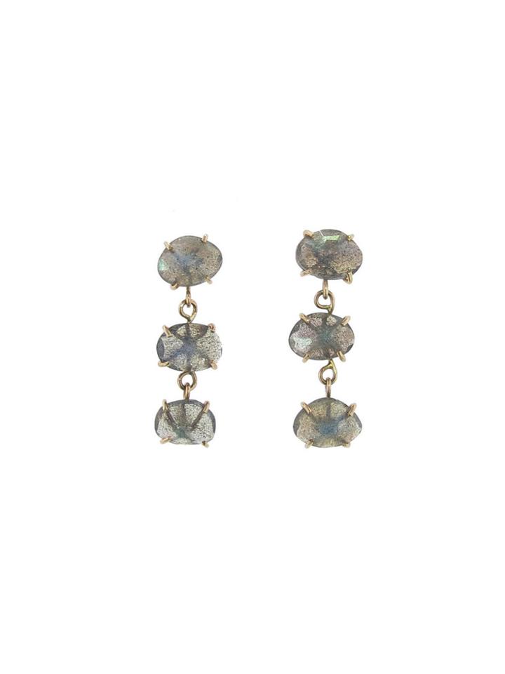 Melissa Joy Manning Labradorite Freeform Triple Drop Earrings