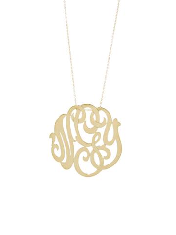 Ginette Ny Medium Lace Monogram Necklace - Yellow Gold