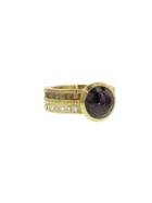 Todd Reed Large Black Diamond Ring With White And Raw Diamonds In Yellow Gold