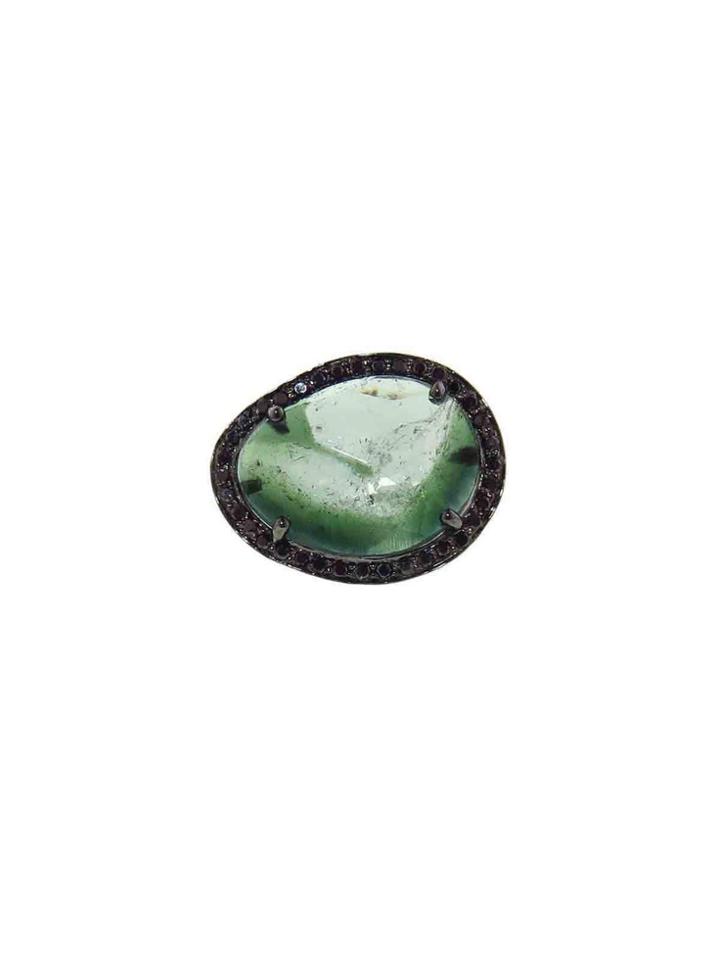 Celine Daoust Green Tourmaline Ring With Black Diamonds