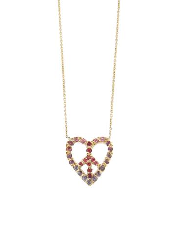 Elisa Solomon Peace Heart Necklace With Pink Ombre