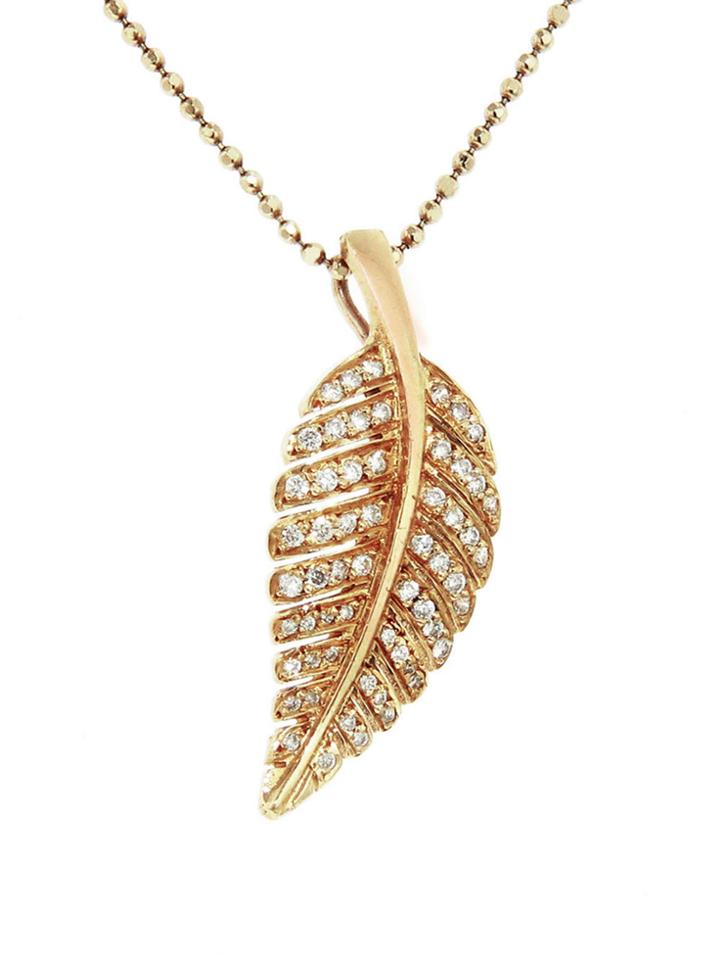 Jennifer Meyer Diamond Leaf Necklace - Rose Gold