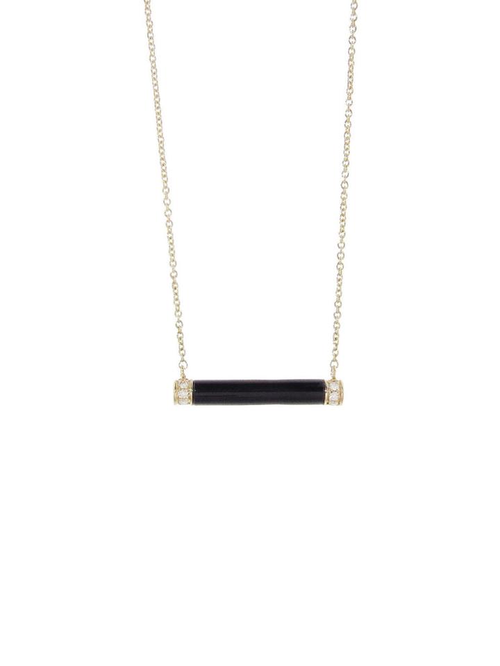 Sydney Evan Black Onyx Bar Necklace - Yellow Gold