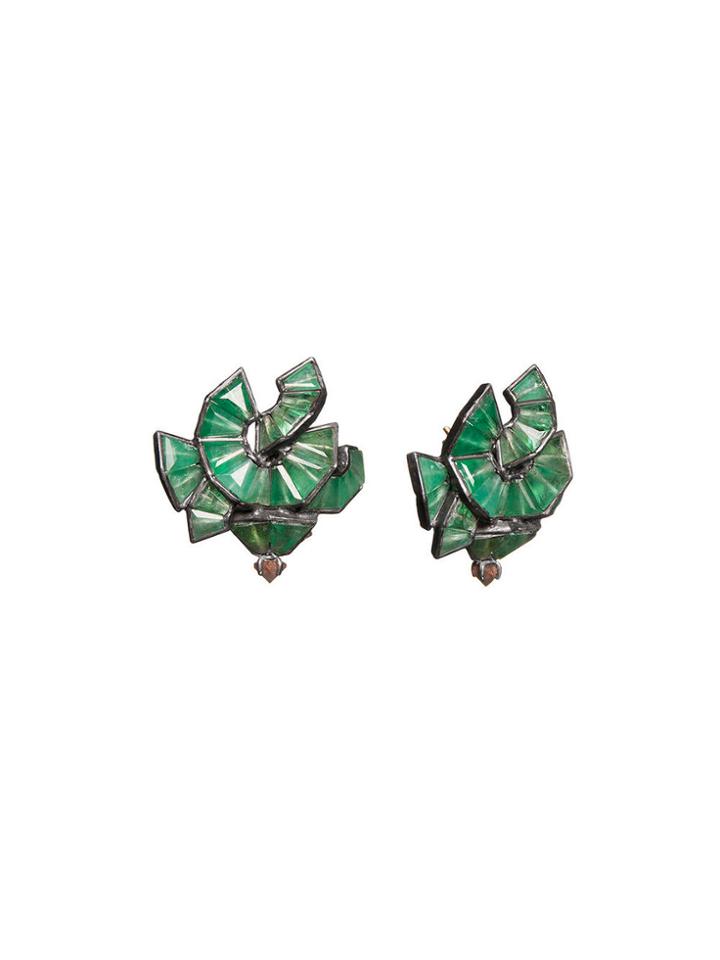 Nak Armstrong Emerald Button Earrings
