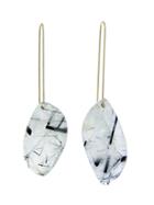 Necessary Stone Large Rutilated Quartz Long Wire Earrings