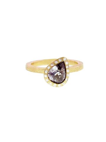 Todd Reed Brown Pear Diamond Solitaire Ring In Yellow Gold
