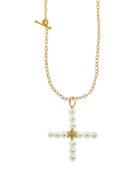 Cathy Waterman Pinned Pearl Cross Pendant - 22 Karat Gold