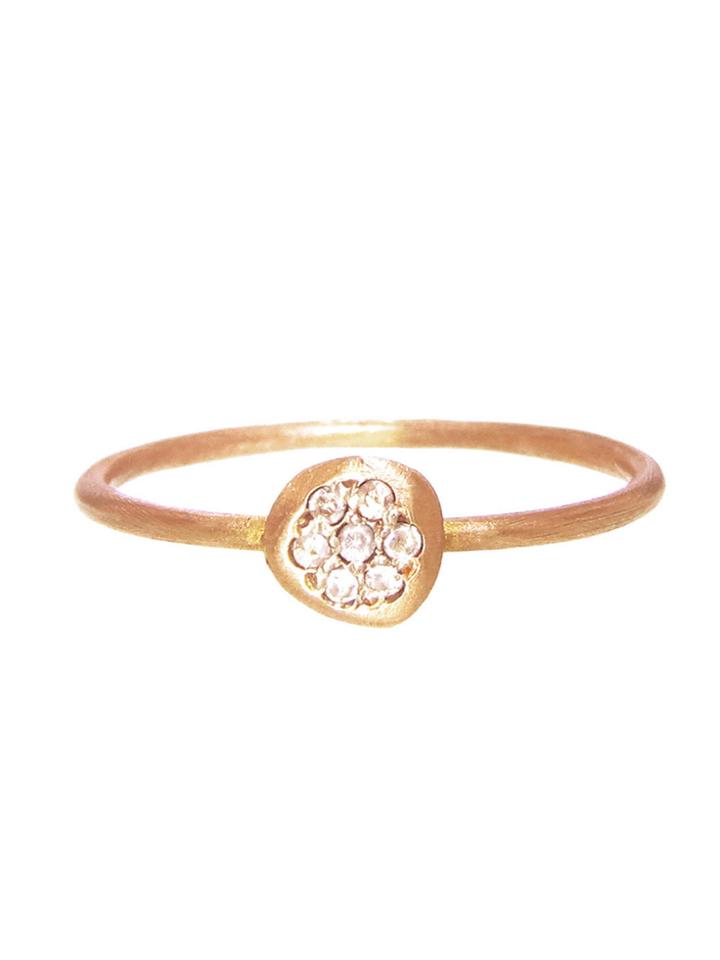 Lfrank Tiny Diamond Disc Ring In Rose Gold
