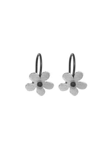 Himatsingka Flat Silver Flower Earrings