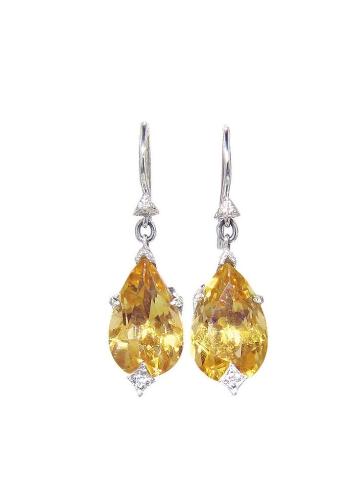 Cathy Waterman Citrine Briarpatch Earrings - Platinum