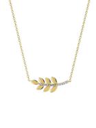 Finn Large Leaf Pendant With Diamond Stem
