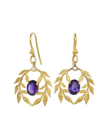 Cathy Waterman Garland Earrings With Amethysts - 22 Karat Gold