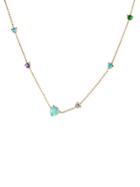 Wwake Linear Chain Necklace With Opal, Diamond, Emerald And Tanzanite