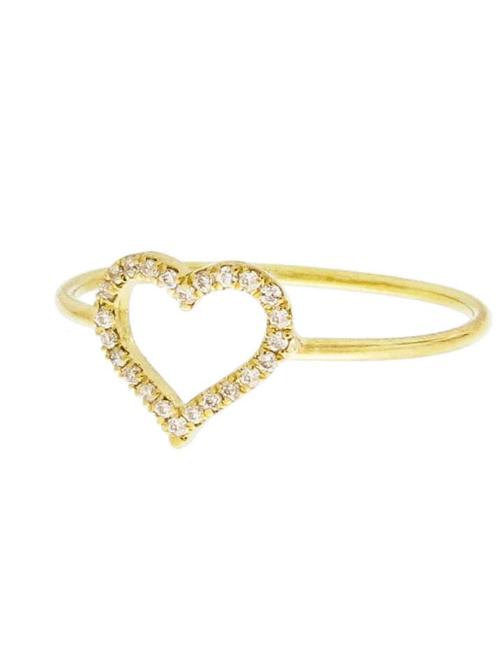Jennifer Meyer Diamond Open Heart Stacking Ring - Yellow Gold
