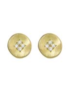 Adel Chefridi Diamond Four Star Wave Charm Studs - Yellow Gold