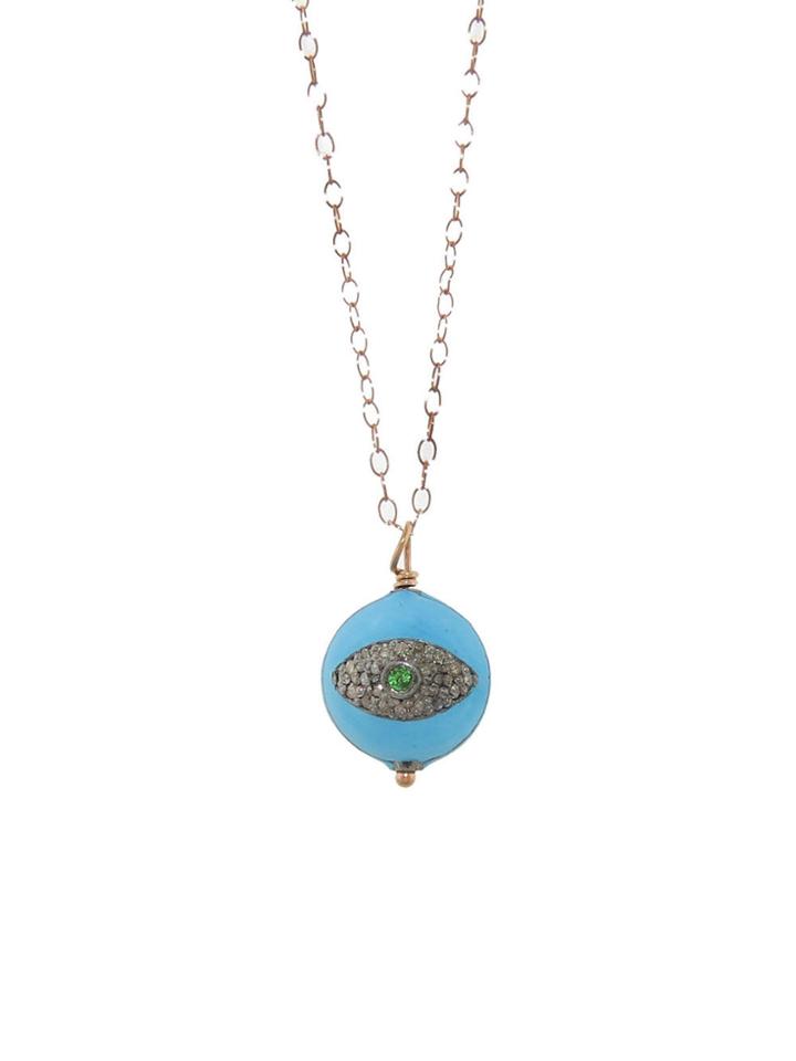 Ylang 23 Turquoise Enamel Eye Pendant With Diamonds